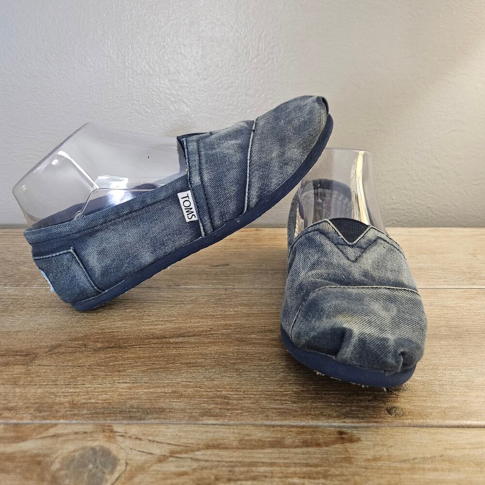 Y2K TOMS Women 7.5 Classic Alpargata AcidWash Denim Flats BohoCasual Comfy Indie